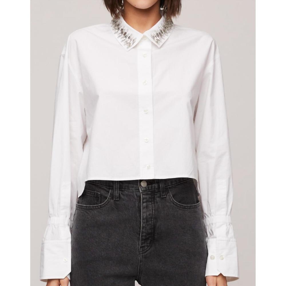A.L.C. White Button Down Shirt with Embellished Collar